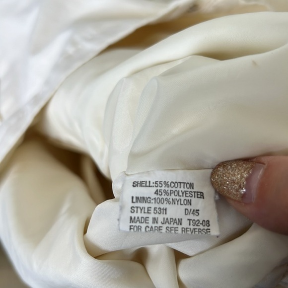 Ornie Zip-Up Jacket Men's Large Tall Cream Neutral Lightweight Made in Japan - Picture 7 of 7